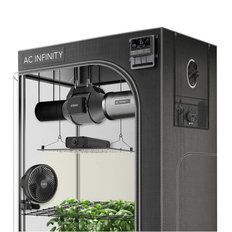AC Infinity ADVANCE GROW TENT SYSTEM 3X3, 3-PLANT KIT, WIFI-INTEGRATED CONTROLS TO AUTOMATE VENTILATION, CIRCULATION, FULL SPECTRUM LED GROW LIGHT - GrowGreen Machines