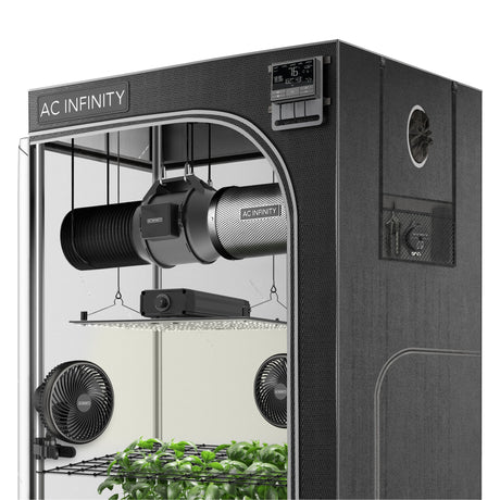 AC Infinity ADVANCE GROW TENT SYSTEM 4X4, 4-PLANT KIT, WIFI-INTEGRATED CONTROLS TO AUTOMATE VENTILATION, CIRCULATION, FULL SPECTRUM LED GROW LIGHT - GrowGreen Machines